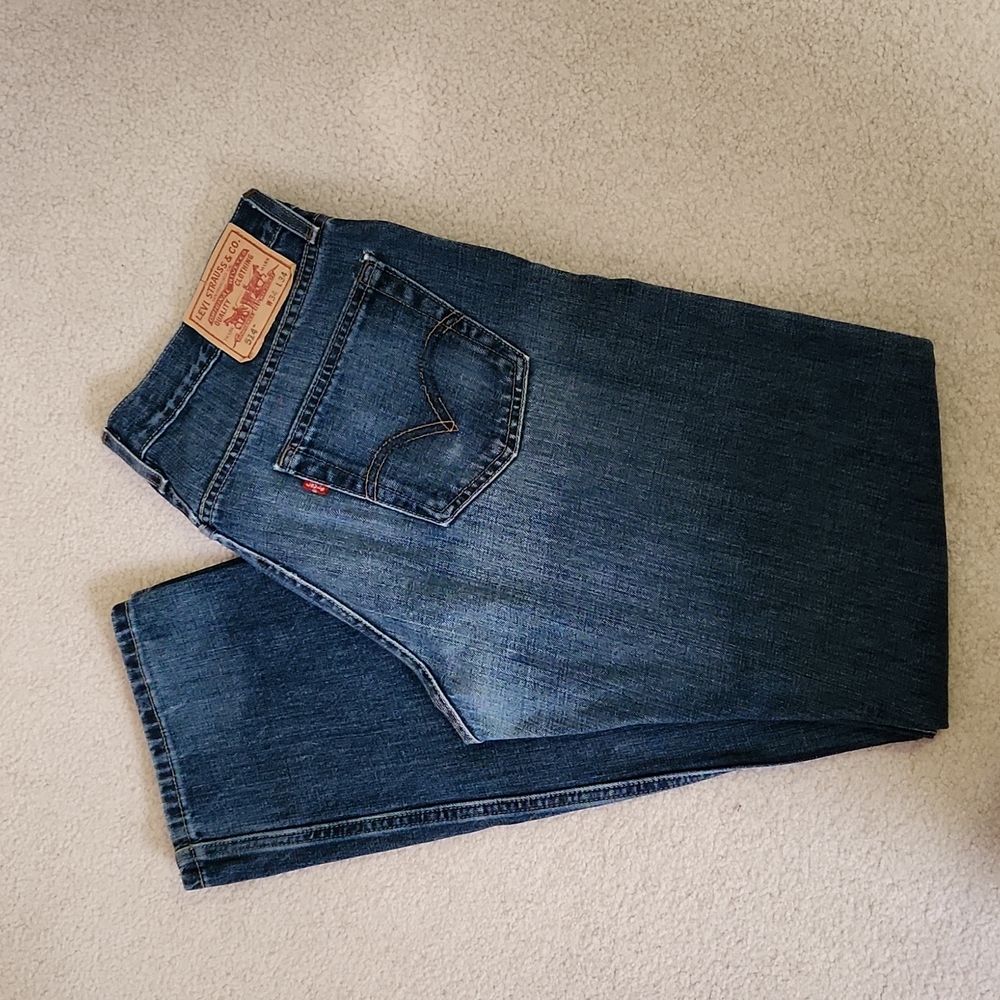 LEVI'S Men's Slim Straight 514 Blue Jeans Dark Wash Size 34 X 34